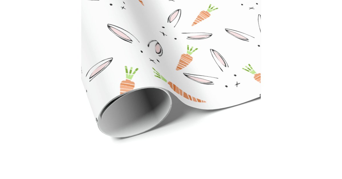 Carrots and Rabbits Wrapping Paper Set, Fun Easter Gift Wrap 