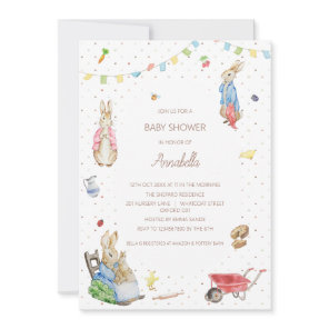 Bunny Rabbit and Family Baby Shower  Invitation