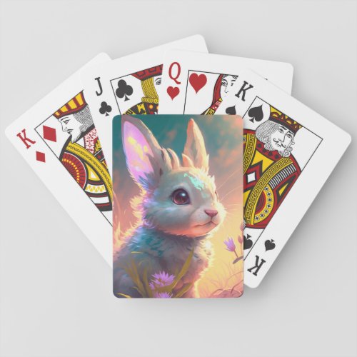 Bunny Rabbit Animal Portrait Painting Wildlife Art Poker Cards