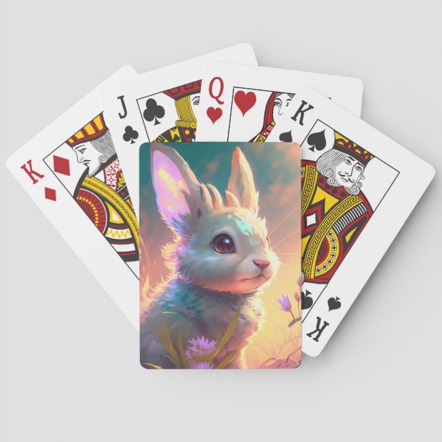 Bunny Rabbit Animal Portrait Painting Wildlife Art Poker Cards (Back)