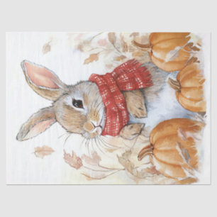 Bunny Rabbit Autumn Pumpkin Illustration Tissue Paper