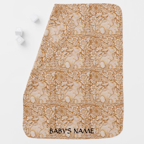 Bunny Rabbit Baby Blanket Gold Vintage Personalize