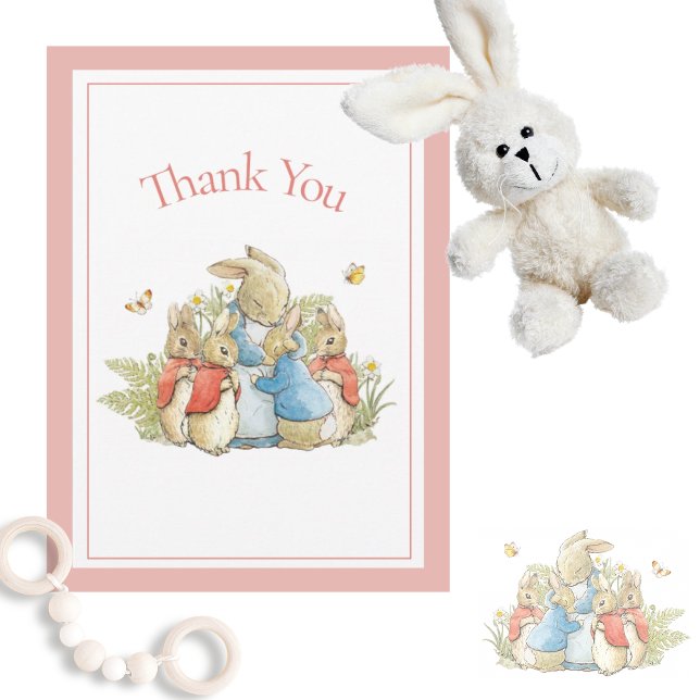 Bunny Rabbit Baby Boy Girl Shower Thank You Card (Creator Uploaded)