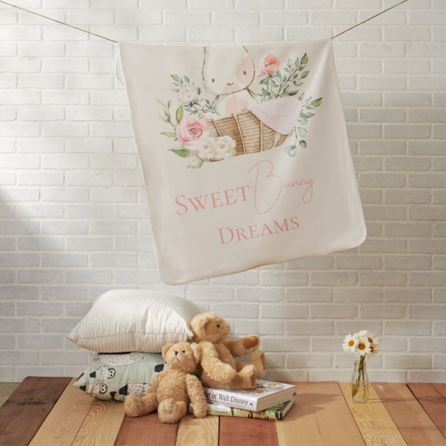 Bunny Rabbit Baby Girl Bunny Dreams Baby Blanket (In Situ)