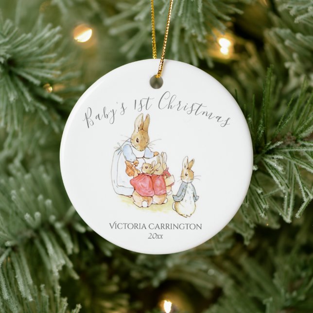 Bunny Rabbit Baby’s 1st Christmas Ceramic Ornament (Tree)