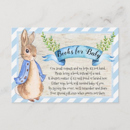 Bunny Rabbit Baby Shower Books for Baby Card Boy