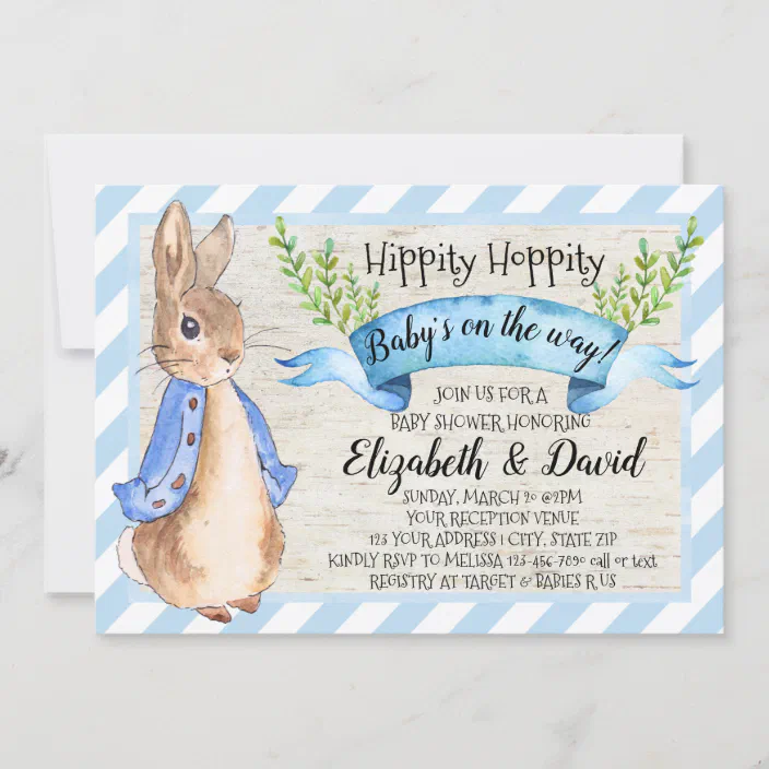 Blue Bunny Baby Shower Invitations