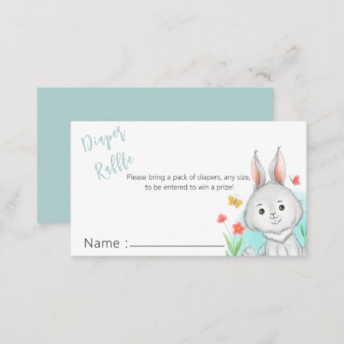 Bunny Rabbit Baby Shower Diaper Raffle  Enclosure Card