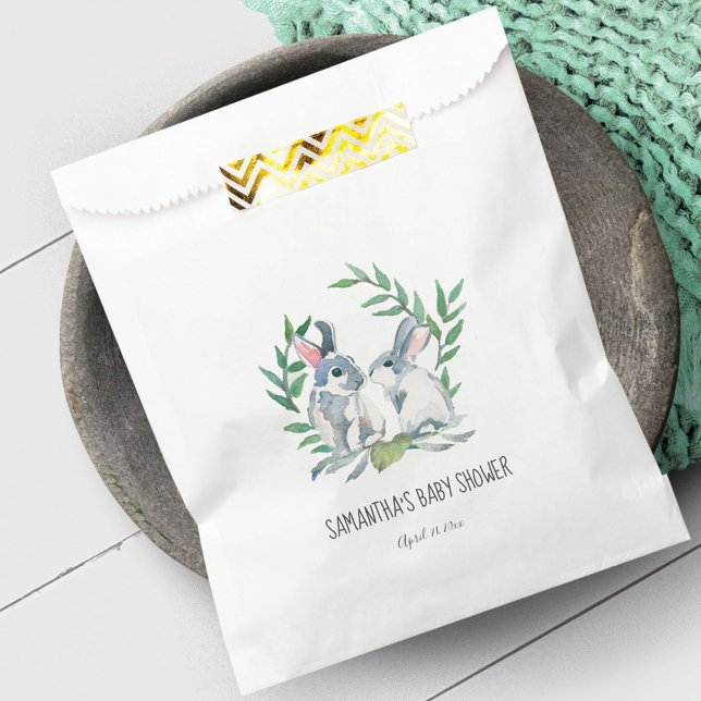 Bunny Rabbit Baby Shower Favor Bag (Baby Shower Favor Bag Bunny Rabbit watercolor art by Victoria Grigaliunas)