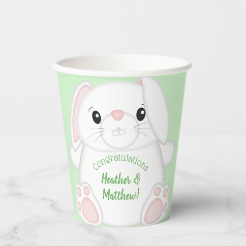 Bunny Rabbit Baby Shower Green Paper Cups
