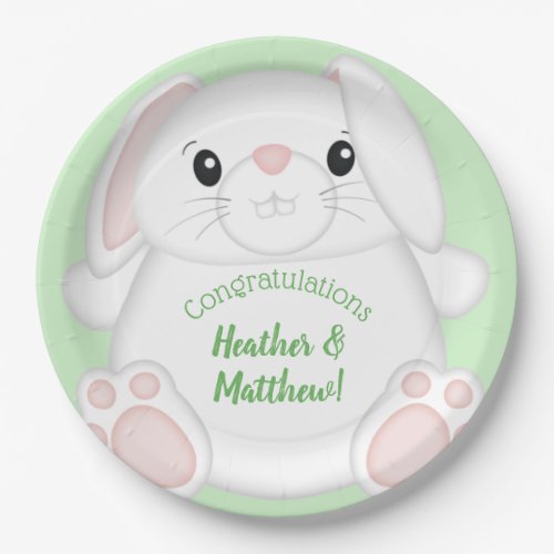 Bunny Rabbit Baby Shower Green Paper Plates