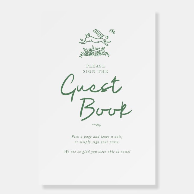 Bunny Rabbit Baby Shower Guest Book Sign (Front)