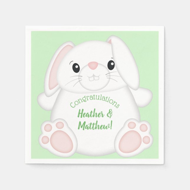 Bunny Rabbit Baby Shower Napkins (Front)