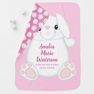 Bunny Rabbit Baby Shower Pink Blanket