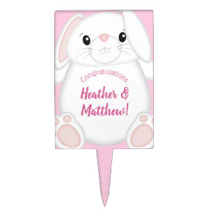 Bunny Rabbit Baby Shower Pink Cake Topper