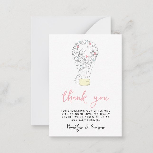 Bunny Rabbit Baby Shower Thank You Note Card (Front)