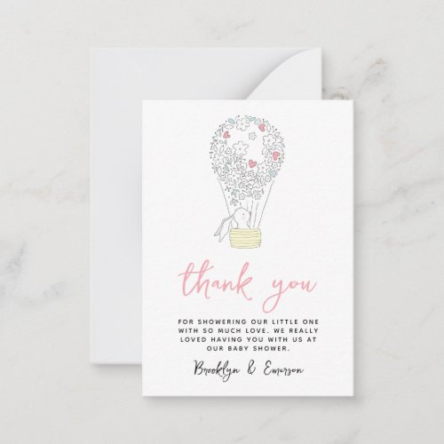 Bunny Rabbit Baby Shower Thank You Note Card