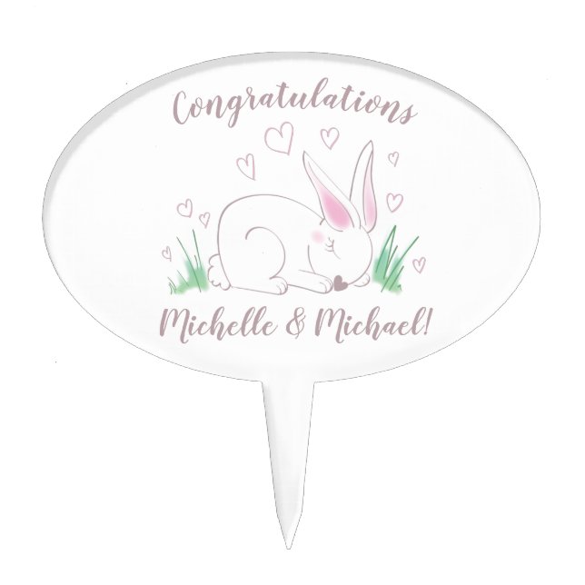 Bunny Rabbit Baby Shower Woodland Animals Cake Topper (Front)