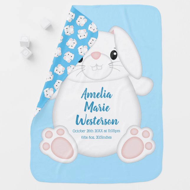 Bunny Rabbit Baby Shower Woodland Baby Blanket (In Situ)