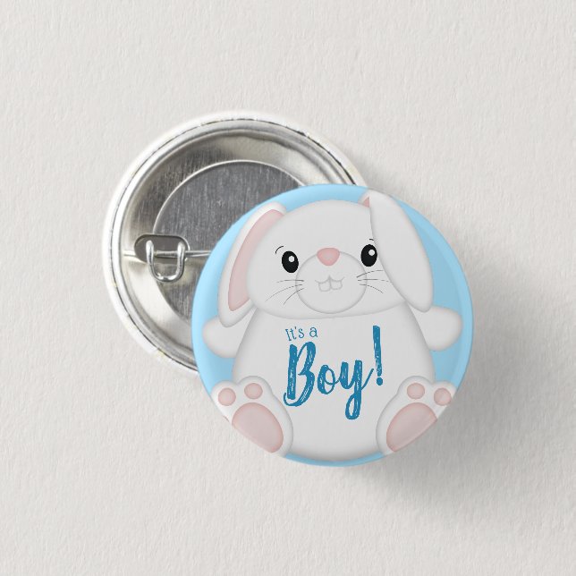 Bunny Rabbit Baby Shower Woodland Button (Front & Back)