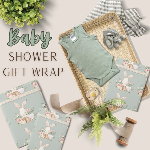 Bunny Rabbit Baby Shower Wrapping Paper