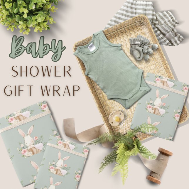 Bunny Rabbit Baby Shower Wrapping Paper (Creator Uploaded)