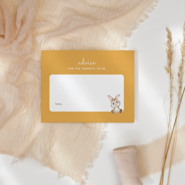 Bunny Rabbit Baby Shower Yellow Parenting Advice Note Card (Creator Uploaded)