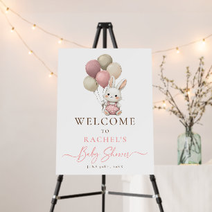 Bunny Rabbit Balloon Pink Baby Girl Shower Welcome Foam Board