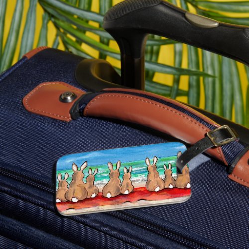 Bunny Rabbit Beach Luggage Tag Vacation Travel ID