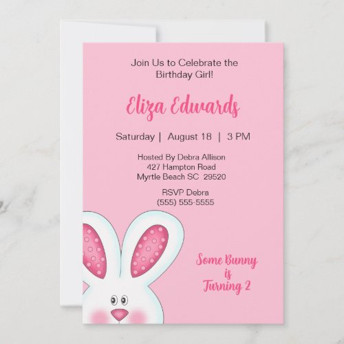 Bunny Rabbit Birthday Invitation