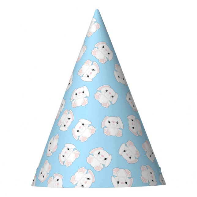 Bunny Rabbit Birthday Party Blue Hat (Front)