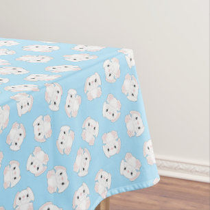 Bunny Rabbit Birthday Party Blue Tablecloth