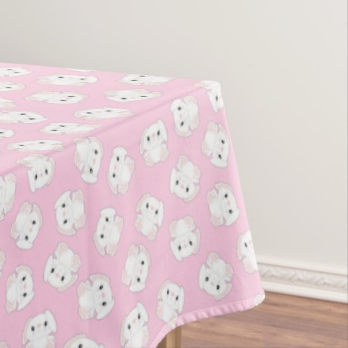 Bunny Rabbit Birthday Party Pink Tablecloth