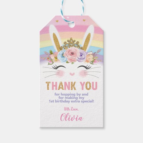 Bunny Rabbit Birthday Party Thank You Favour Gift Tags