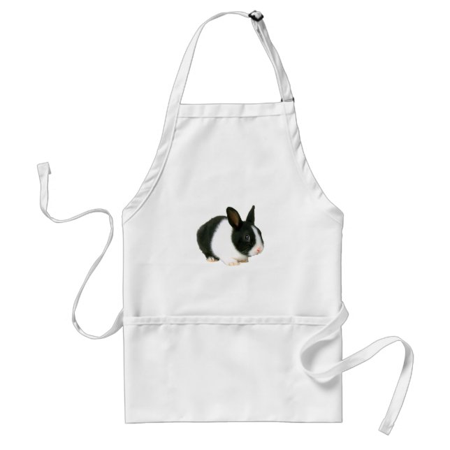 Bunny Rabbit Black & White Adult Apron (Front)