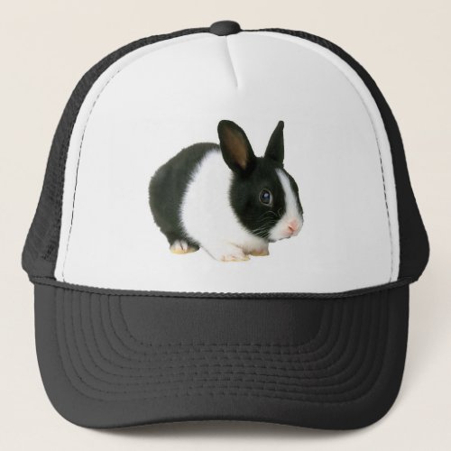 Bunny Rabbit Black  White Trucker Hat