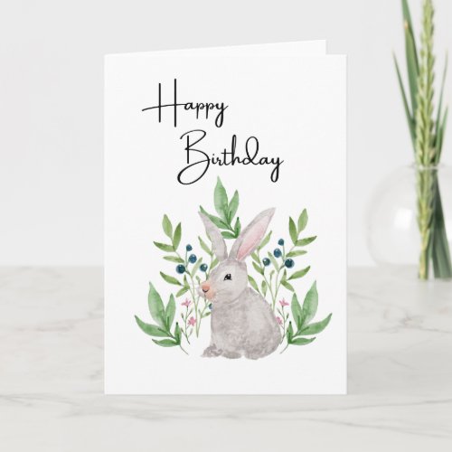 Bunny Rabbit Blank Happy Birthday Greeting Card