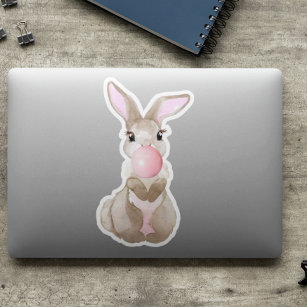 Bunny Rabbit Blowing Bubble Gum Cute Sticker