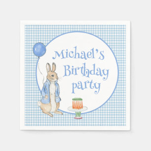 Bunny Rabbit Blue Birthday Party Napkins