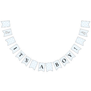Bunny Rabbit Blue Gingham Baby Shower Bunting Flags