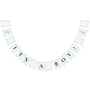 Bunny Rabbit Blue Gingham Baby Shower Bunting Flags