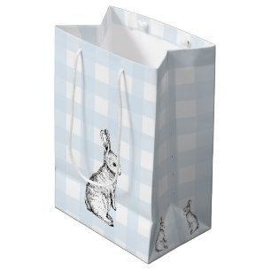 Bunny Rabbit Blue Gingham Gift Bag