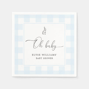 Bunny Rabbit Blue Gingham Oh Baby Paper Napkin