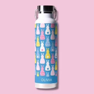 Bunny Rabbit Blue pattern Water Bottle