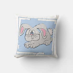 Bunny Rabbit (blue) Throw Pillow