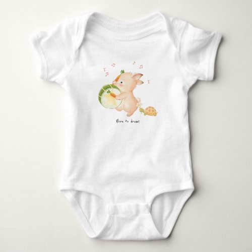 Bunny Rabbit Born to Drum Baby Bodysuit