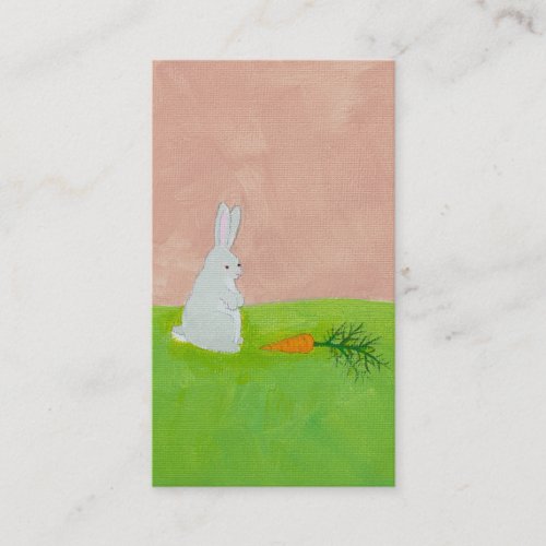 Bunny rabbit carrot cute fun original art painting business card template