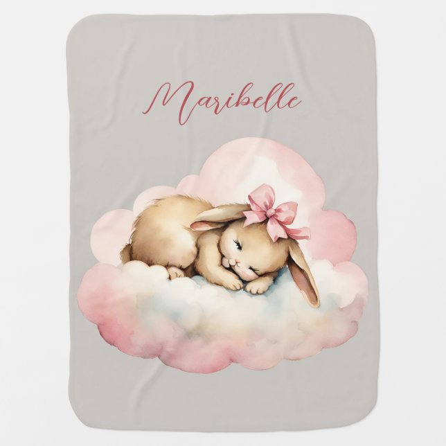 Bunny Rabbit Celestial Girl Baby Blanket (Front)