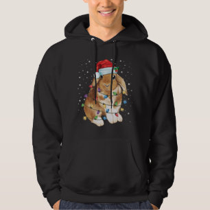 Bunny Rabbit Christmas Lights Santa Hat Funny Xmas Hoodie