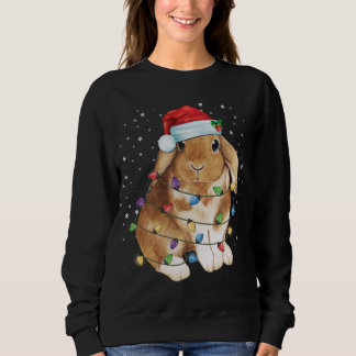 Bunny Rabbit Christmas Lights Santa Hat Funny Xmas Sweatshirt